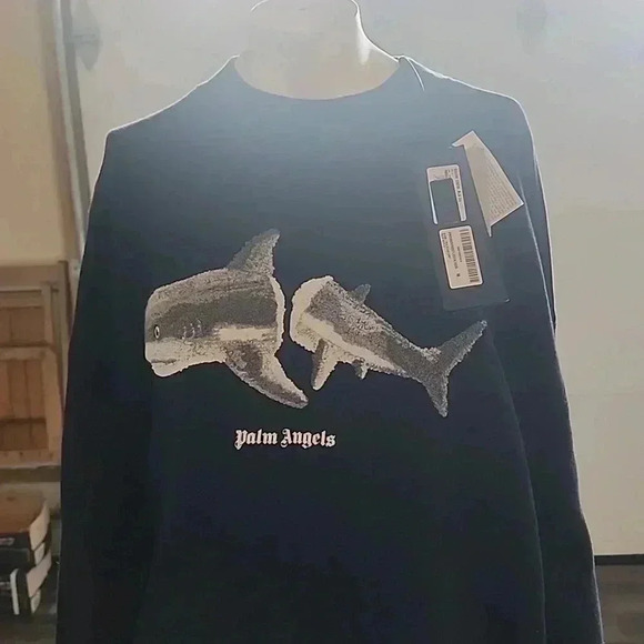 PALM ANGELS SHARK CREW BLACK - Picture 2 of 4